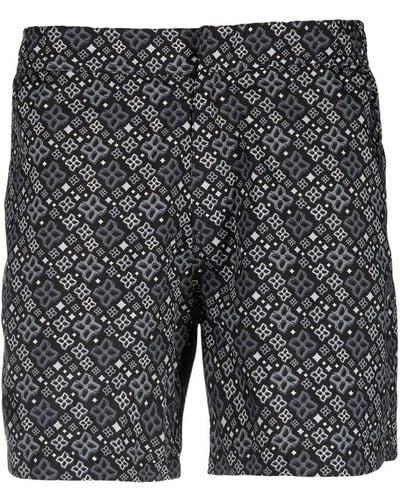 Tagliatore Abstract-pattern Swim Shorts - Gray