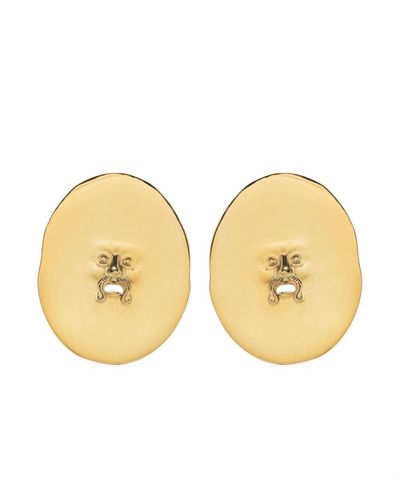 Patou Face-Motif Clip-On Earrings - Natural