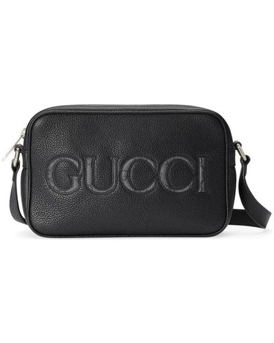 Gucci Mini Logo-Appliqué Leather Shoulder Bag - Black