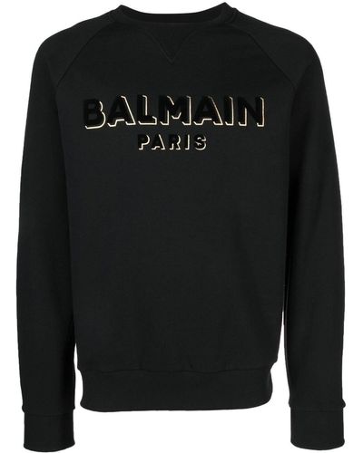 Balmain Logo-Print Crew-Neck Sweatshirt - Black