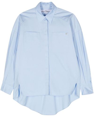 A.P.C. High-Low Hem Poplin Shirt - Blue