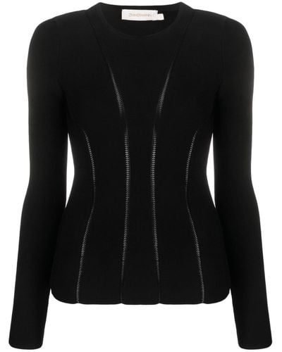 Zimmermann Luminosity Paneled Knitted Sweater - Black