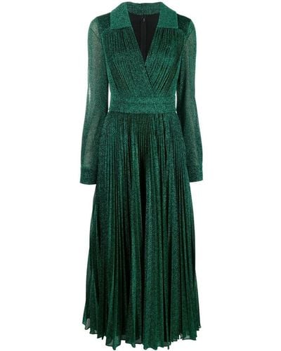 Elie Saab Silk Long Flared Dress - Green