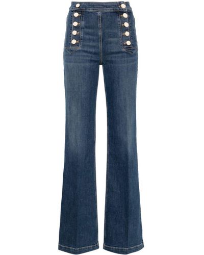 Elisabetta Franchi High-Rise Bootcut Jeans - Blue