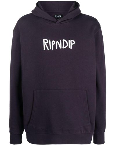 RIPNDIP Logo-Print Cotton Hoodie - Blue
