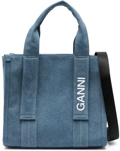 Ganni Tech Denim Tote Bag - Blue
