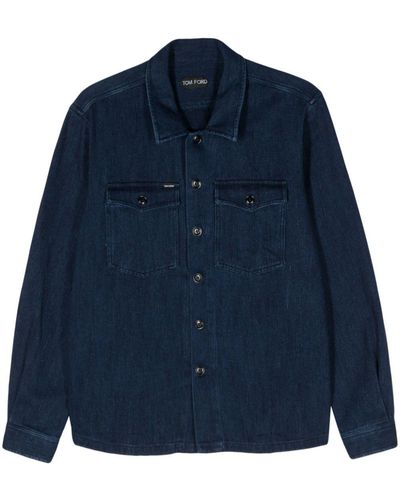 Tom Ford Long-Sleeve Denim Shirt - Blue