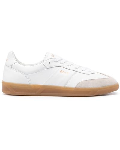 BOSS Emed-Logo Leather Trainers - White