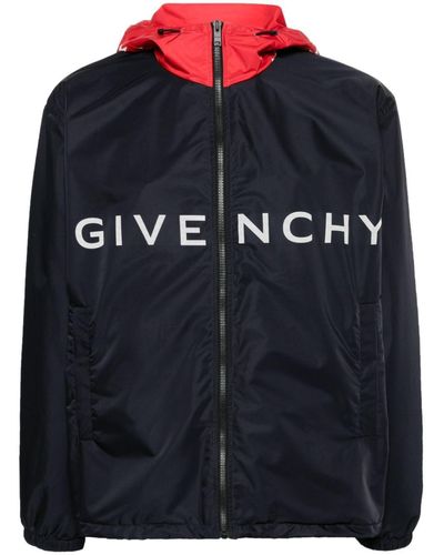 Givenchy Logo-print Hooded Jacket - Men's - Polyester - Blue