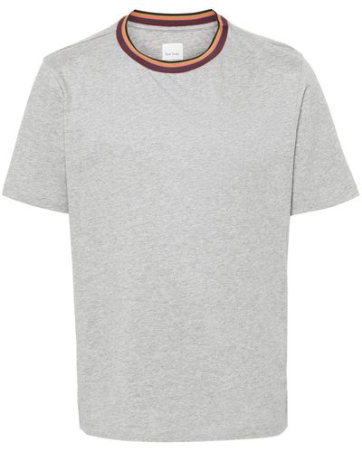 Paul Smith Stripe-Trim Organic Cotton T-Shirt - Grey