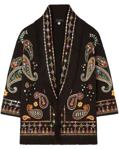 Alanui Inner Energy Embroidered Wool Cardigan - Black