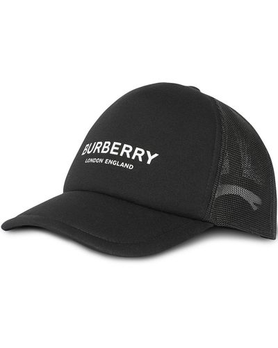 Burberry Logo-print Leather And Mesh Snapback Cap - Black