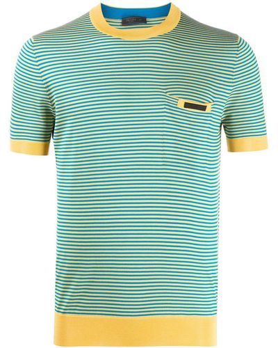 Prada Striped Knitted T-shirt - Yellow