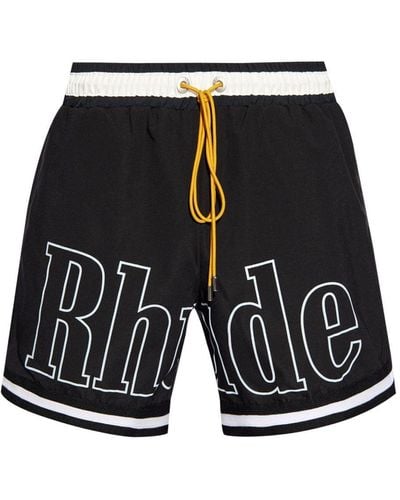 Rhude Logo-Print Swim Shorts - Black