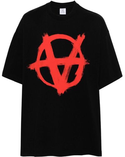 Vetements Reverse Anarchy Cotton T-Shirt - Black