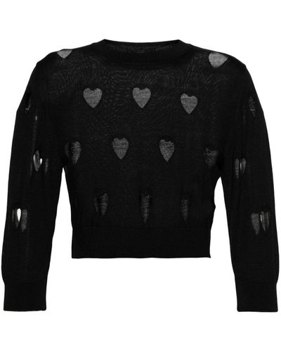 Simone Rocha Cut-Out-Detail Ribbed Sweater - Black