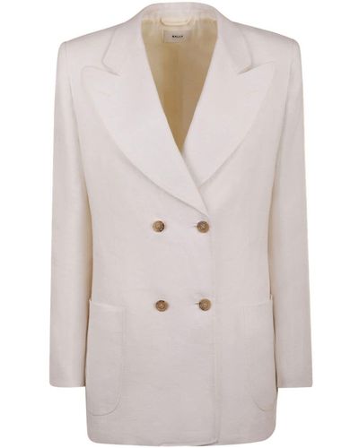 Bally Double-Breasted Linen Blazer - Natural