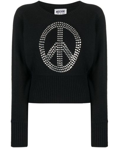 Moschino Jeans Studded Peace Symbol Jumper - Black