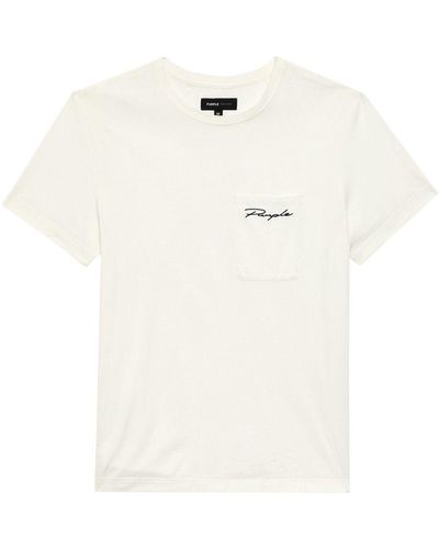 Purple Brand Brand Script Logo-Print T-Shirt - White