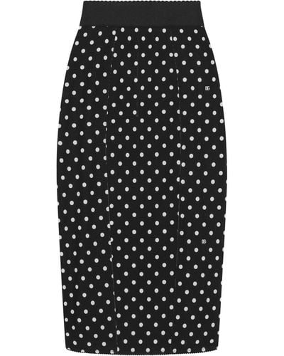 Dolce & Gabbana Polka-Dot Print Pencil Skirt - Black