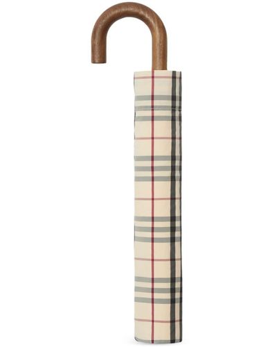 Burberry Vintage-Check Folding Umbrella - White