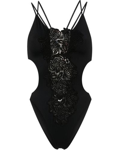 Ermanno Scervino Crochet-detail Swimsuit - Black