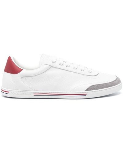 Dolce & Gabbana Stripe-Detailing Leather Trainers - White