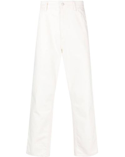 Carhartt Logo-patch Cotton Straight-leg Pants - White