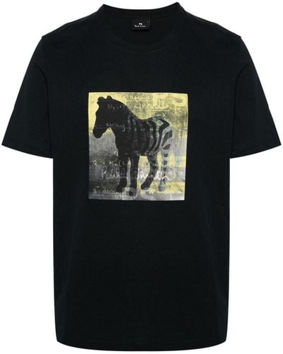 PS by Paul Smith Zebra-Print T-Shirt - Black