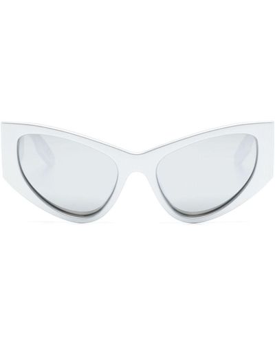Balenciaga Logo-Print D-Frame Sunglasses - White