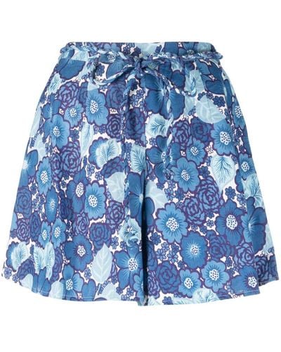 Faithfull The Brand Floral-Print Linen Shorts - Blue