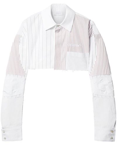 Off-White c/o Virgil Abloh Off- Striped Cropped Cotton Shirt - White