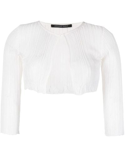 Antonino Valenti Knitted Silk Cropped Cardigan - White