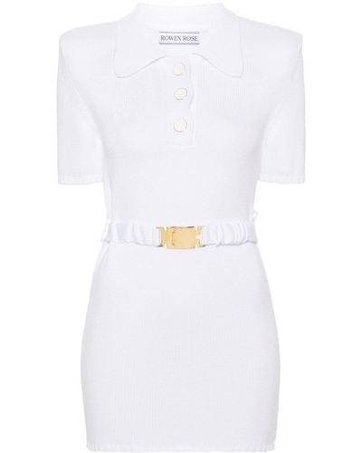 ROWEN ROSE Fisherman'S-Knit Cotton Mini Dress - White