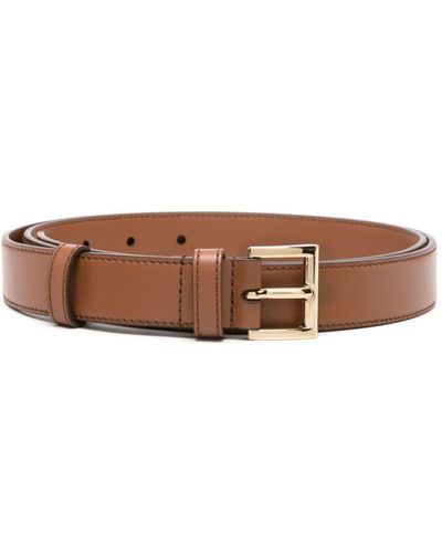 Prada Logo Plaque Leather Belt - Brown