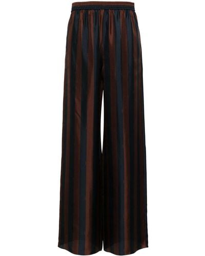 Fendi Striped Silk Palazzo Trousers - Black