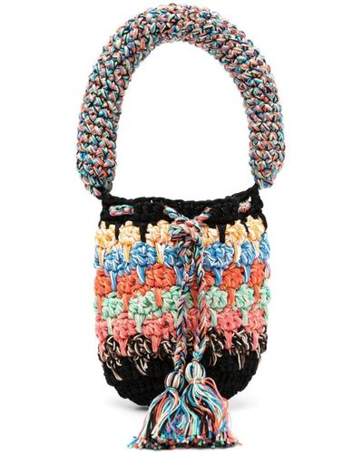 Alanui Crochet-Knit Cotton Mini Bag - White