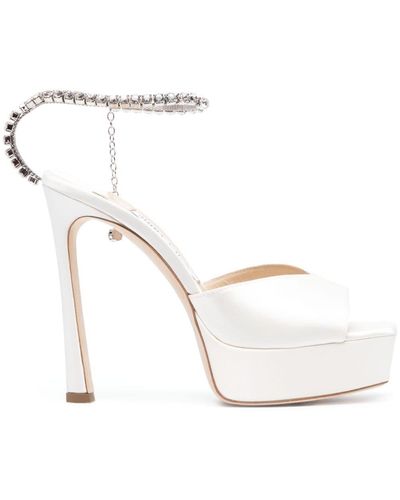 Jimmy Choo Saeda 125Mm Crystal-Embellished Sandals - White