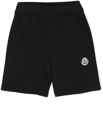 Moncler Appliqué-Logo Cotton Shorts - Black