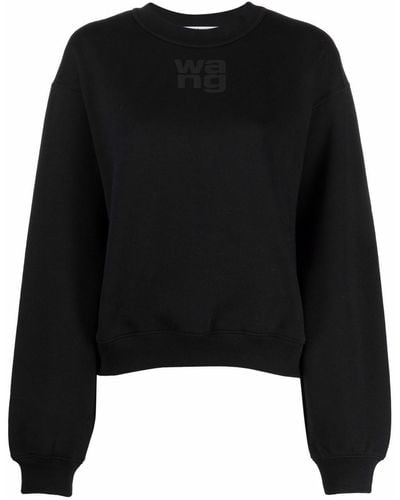 Alexander Wang Logo-Print Crew Neck Sweatshirt - Black