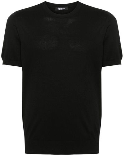 Eraldo Cotton Knitted T-Shirt - Black
