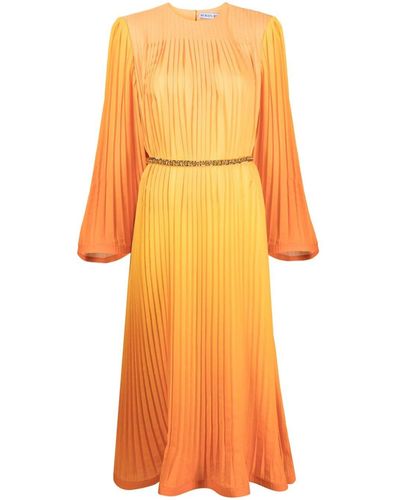 ROWEN ROSE Gradient-Effect Pleated Midi Dress - Orange