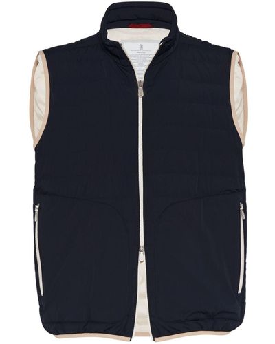 Brunello Cucinelli Quilted Padded Gilet - Blue