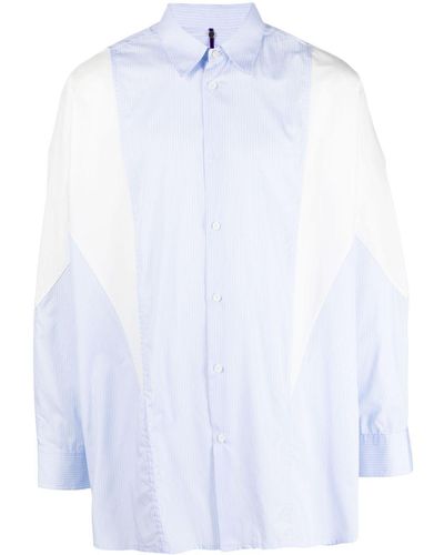 OAMC Panelled Striped Organic Cotton Shirt - White