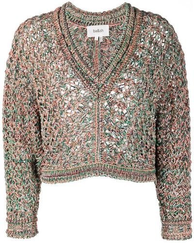 Ba&sh Open-knit V-neck Sweater - Brown