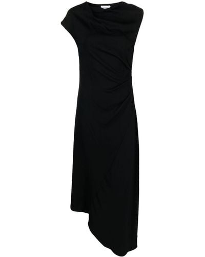 Calvin Klein Stretch Crepe Draped Midi Dress - Black