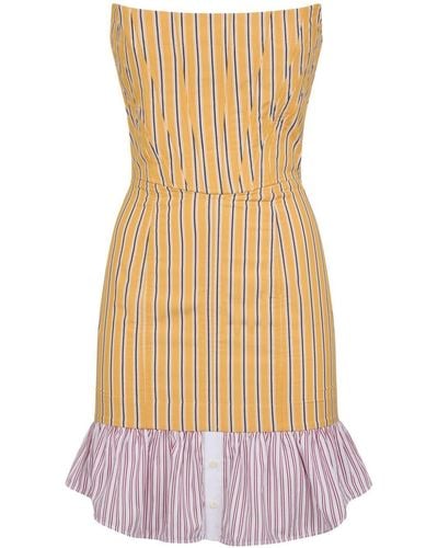 DSquared² Striped Flared Minidress - Yellow
