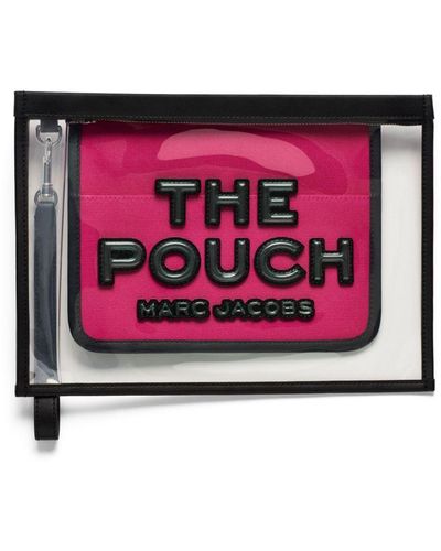 Marc Jacobs 'The Clear Large Pouch' Fuchsia Pouch With Logo Print - Pink