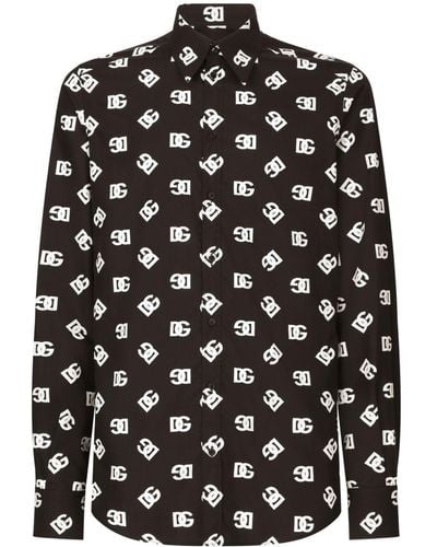 Dolce & Gabbana Dg Logo-Print Cotton Shirt - Black