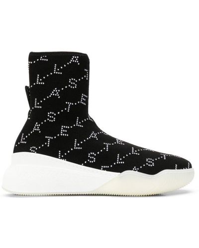 Stella McCartney Loop Logo Embellished Sock Sneakers - Black